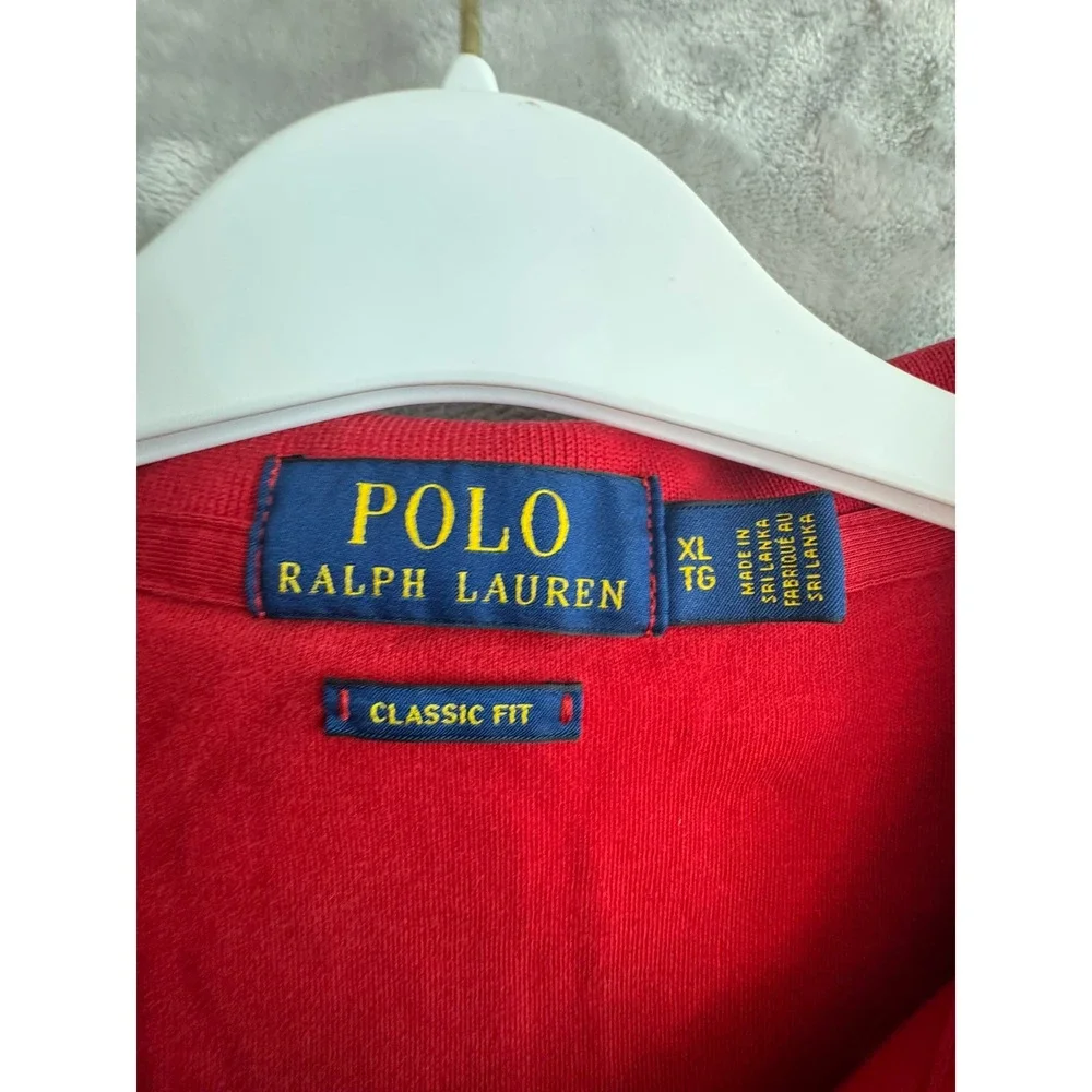 Polo Ralph Lauren Mens XL Classic Fit Red Short Sleeve Pique Polo Shirt‎ Logo